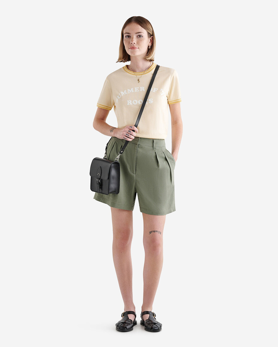 pantalón corto plisado de lino para caminar de 35 pulgadas