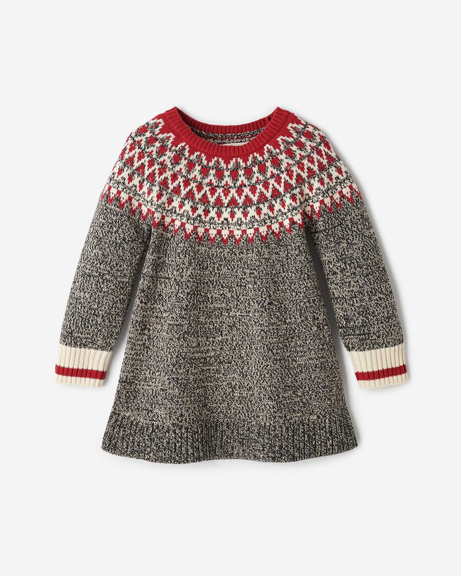 vestido tipo suéter fair isle con diseño de cabaña para niñas pequeñas