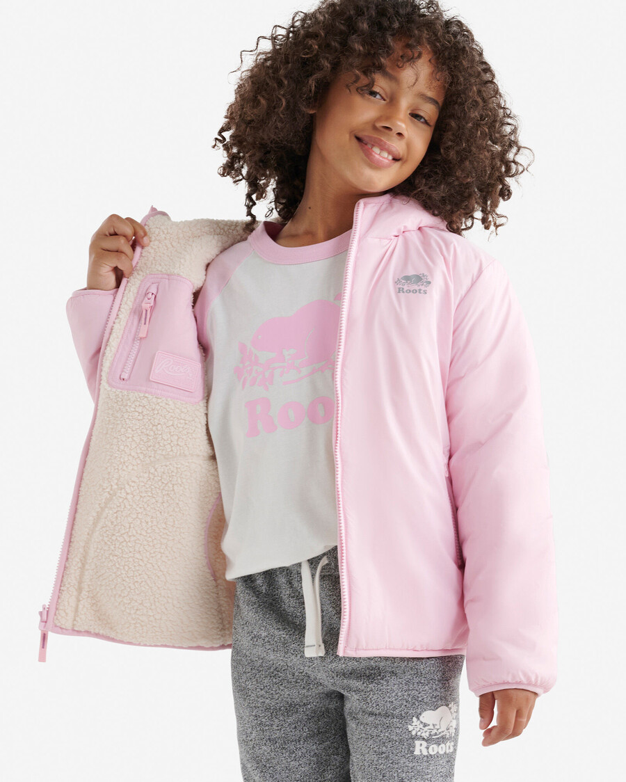 chaqueta polar reversible de piel de oveja para niños