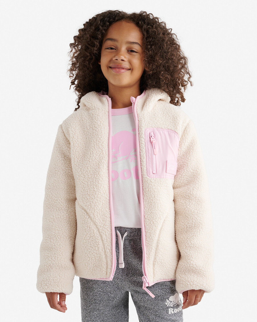 chaqueta polar reversible de piel de oveja para niños