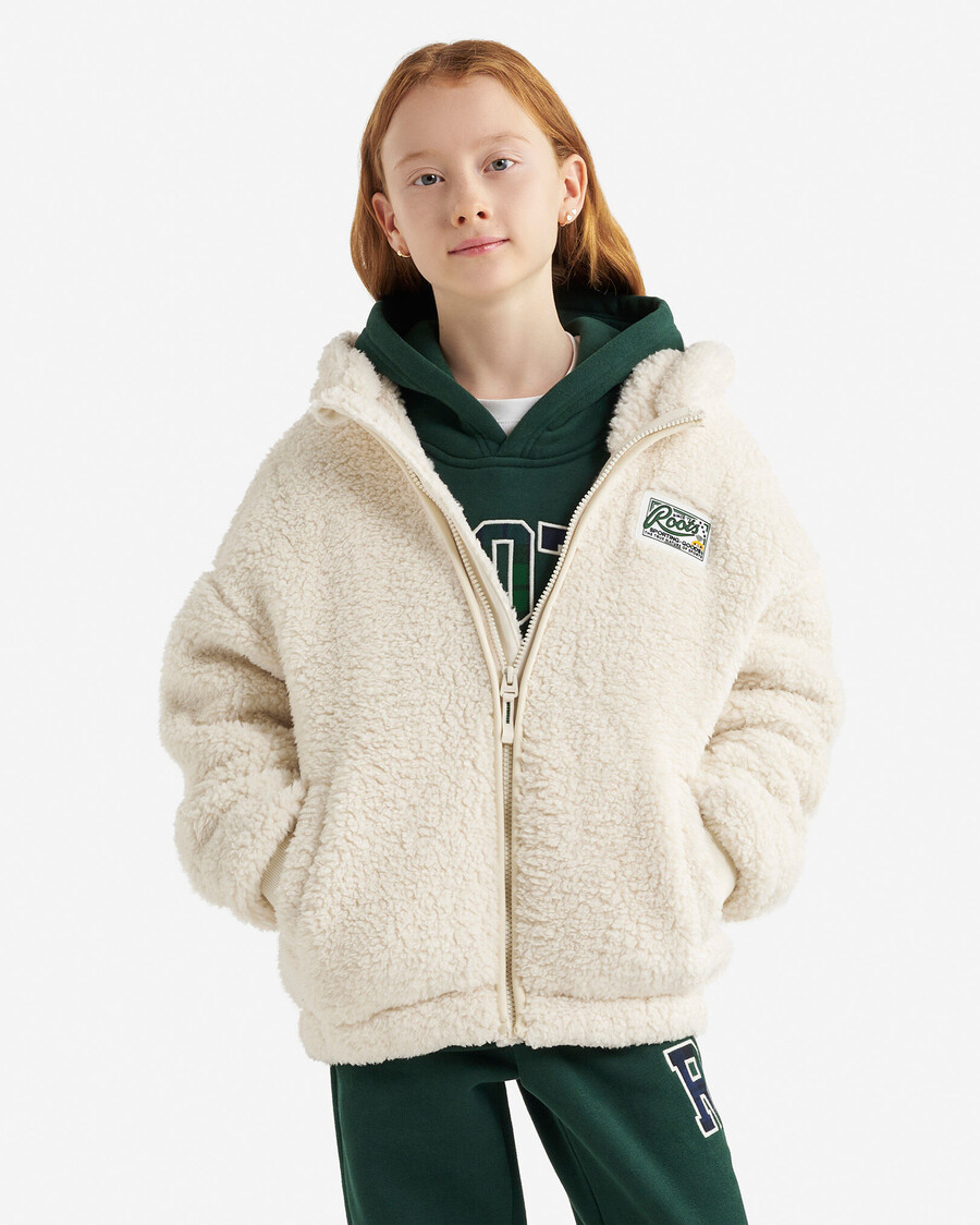 sudadera con capucha y cremallera completa de lana de oveja creekside para niños