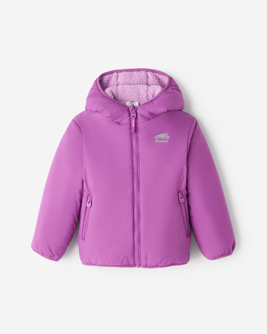 chaqueta polar reversible de piel de oveja para niños pequeños