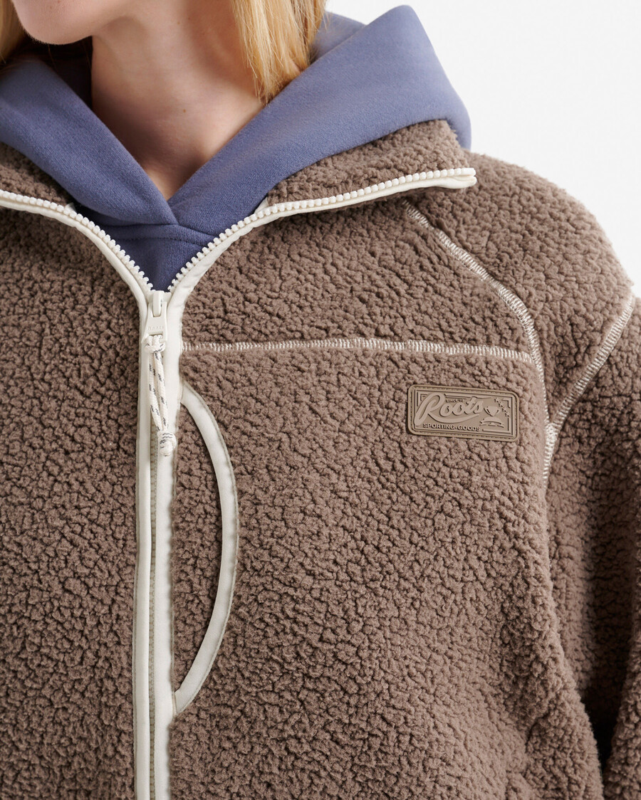 chaqueta de polar de piel de oveja alta