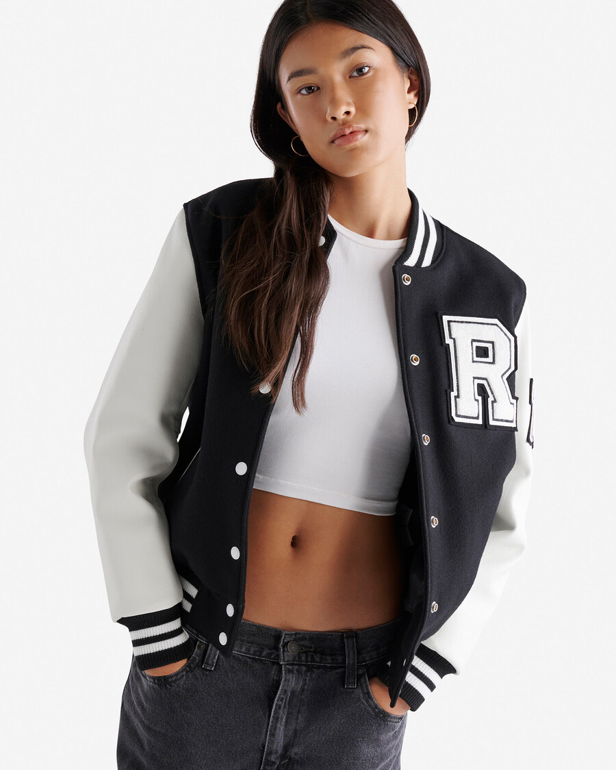 chaqueta universitaria vintage para mujer