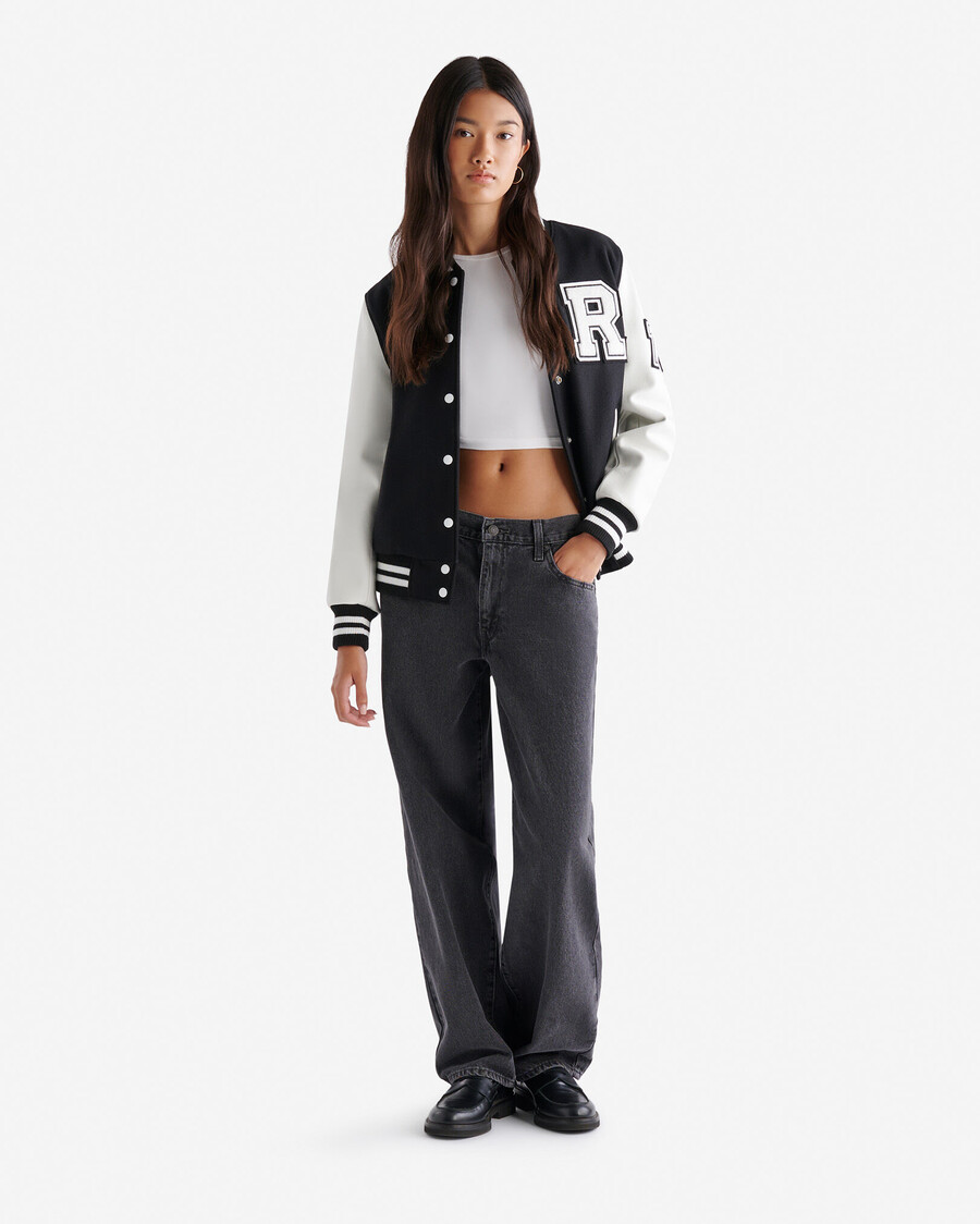 chaqueta universitaria vintage para mujer