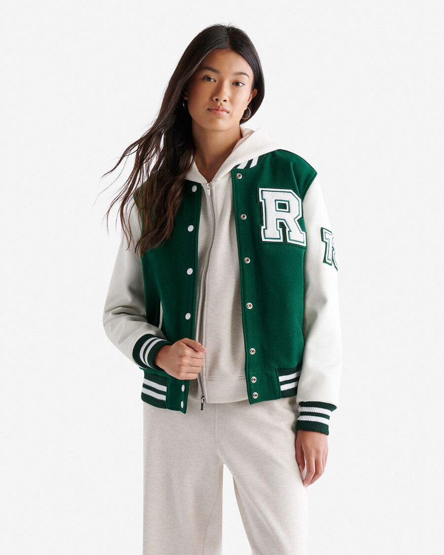 chaqueta universitaria vintage para mujer