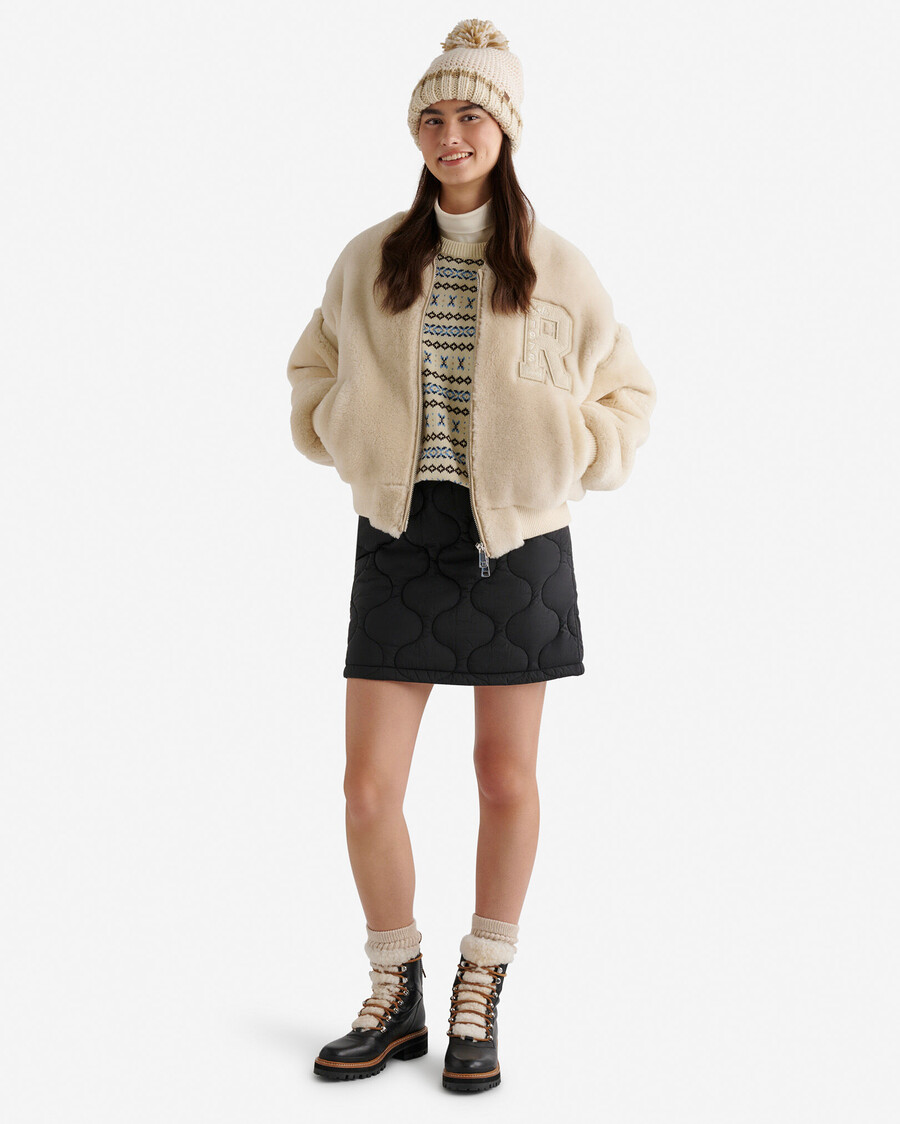 chaqueta universitaria con pelo de oveja