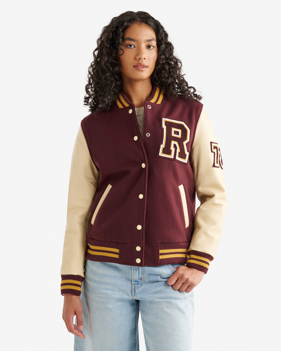 chaqueta universitaria vintage para mujer