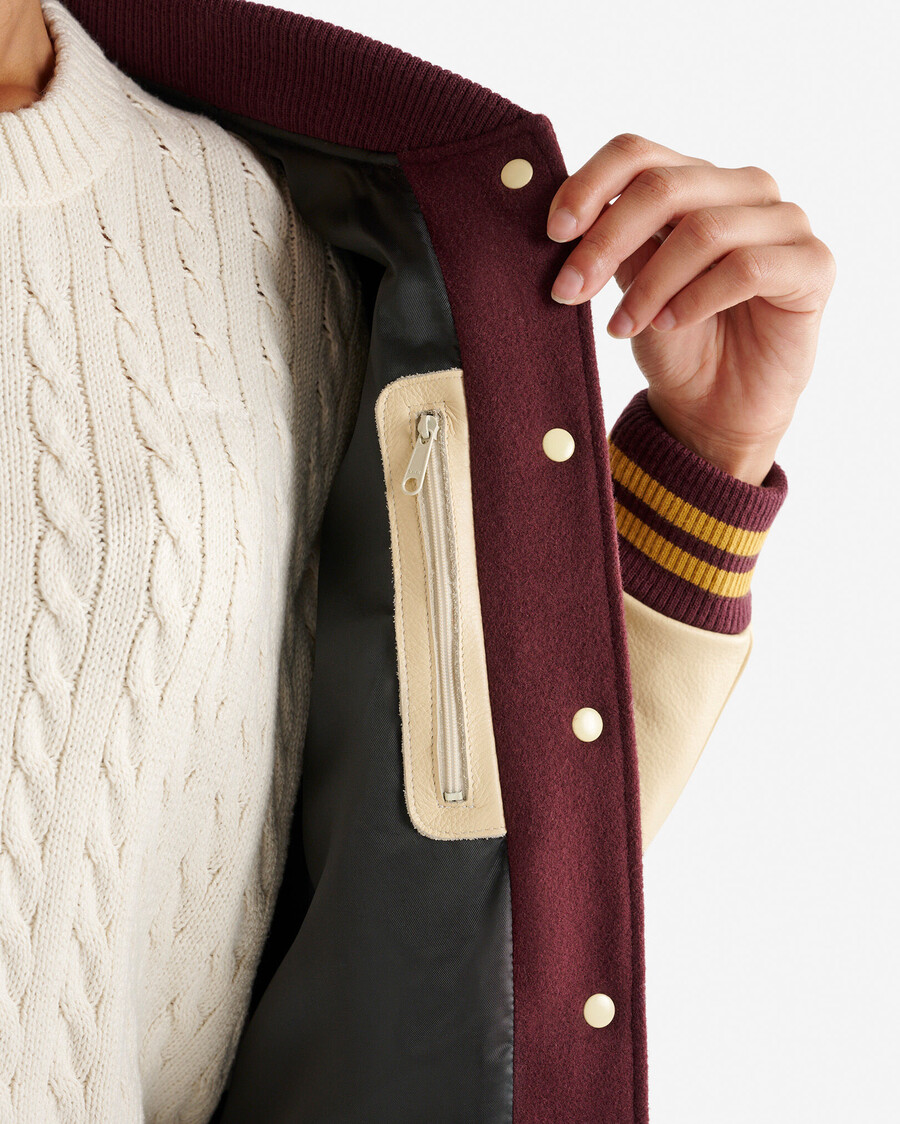chaqueta universitaria vintage para mujer