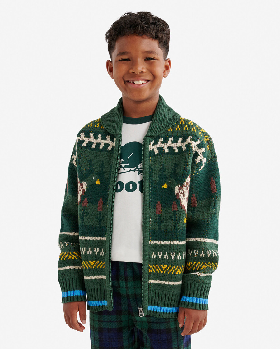 cárdigan infantil con chal fair isle