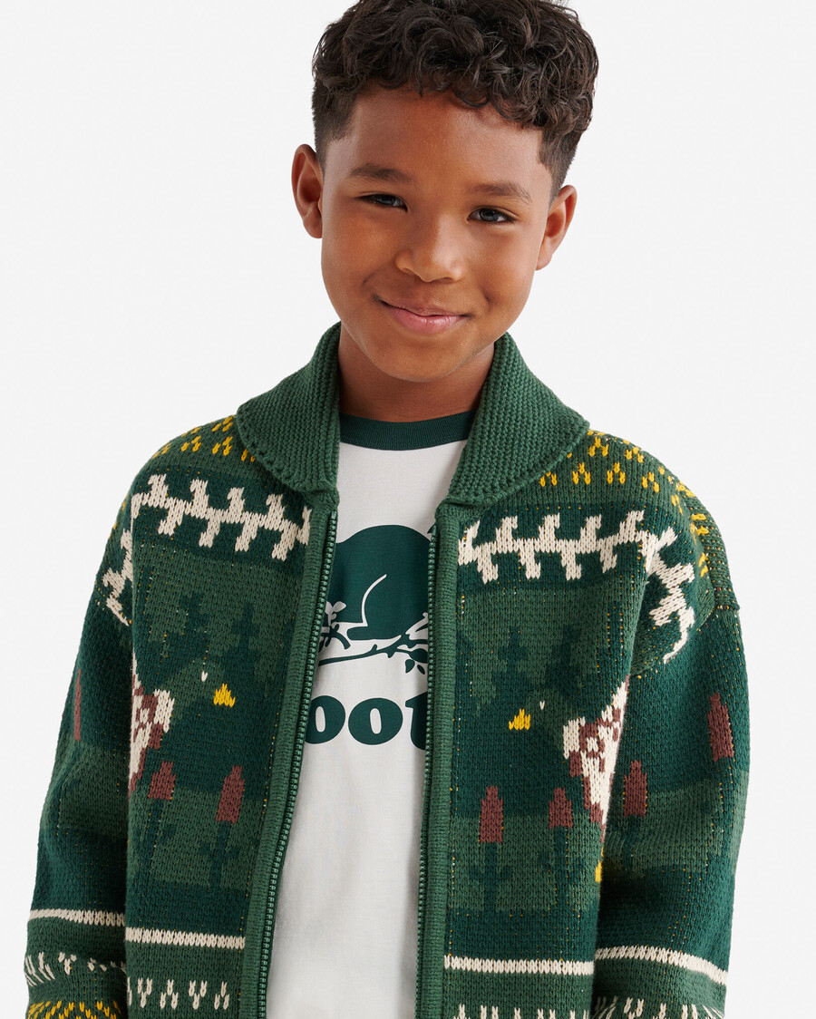 cárdigan infantil con chal fair isle