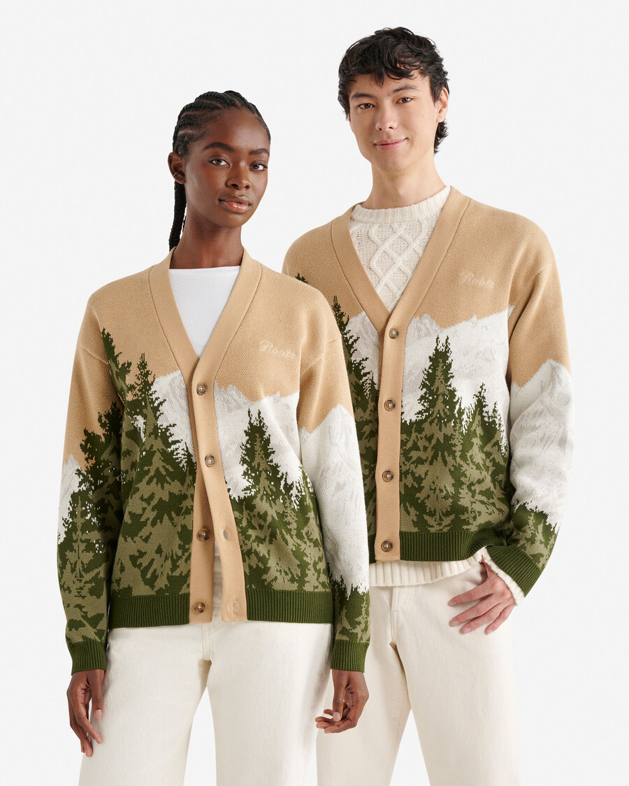 cárdigan con intarsia de paisaje