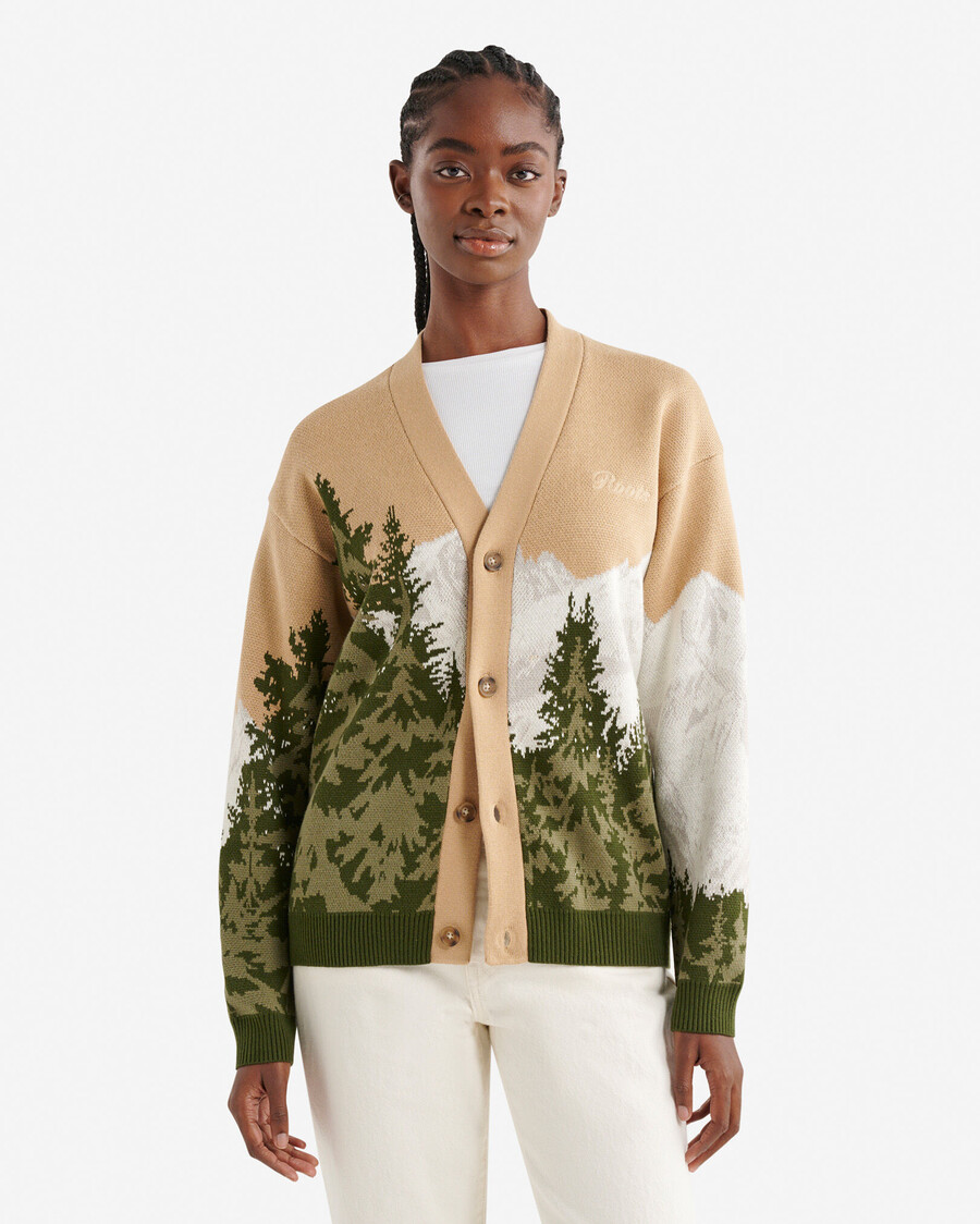 cárdigan con intarsia de paisaje