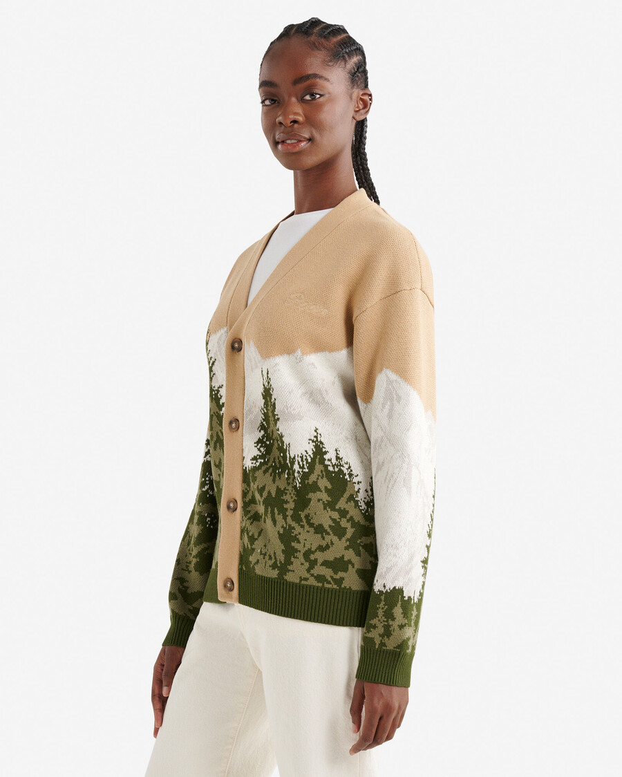 cárdigan con intarsia de paisaje