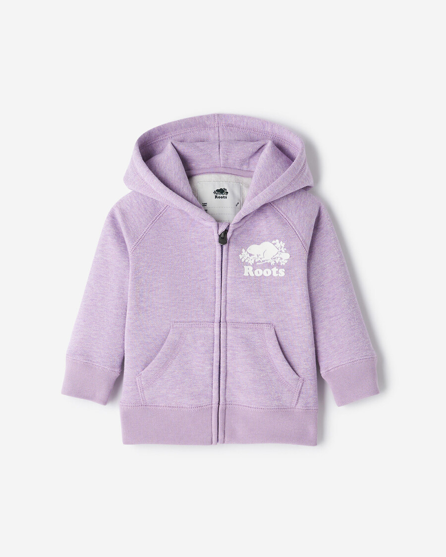 sudadera con capucha y cremallera completa con brillo original para bebé
