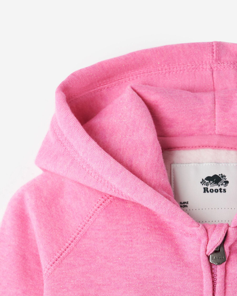 sudadera con capucha y cremallera completa con brillo original para bebé