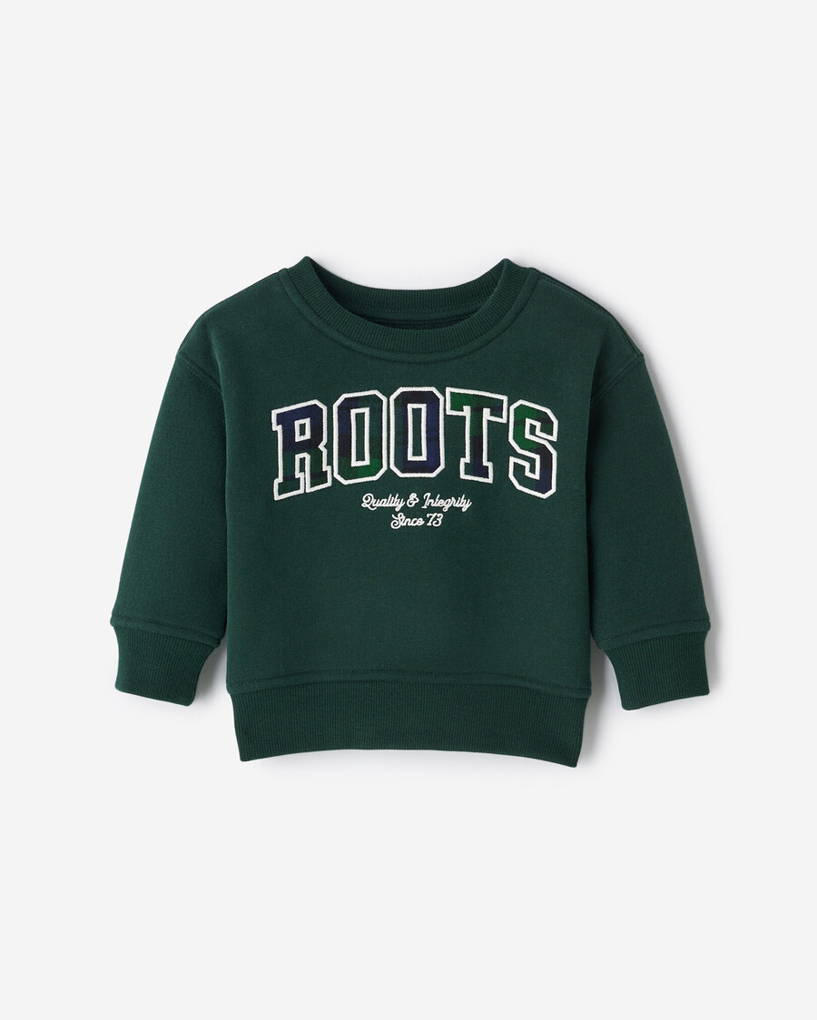 sudadera con cuello redondo y apliques de cuadros para bebé