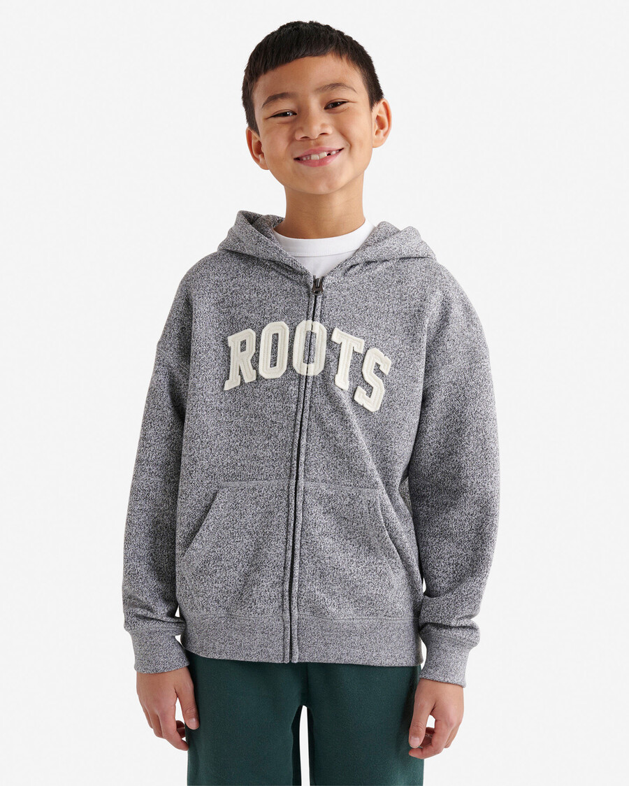 sudadera con capucha y cremallera completa con apliques roots para niños