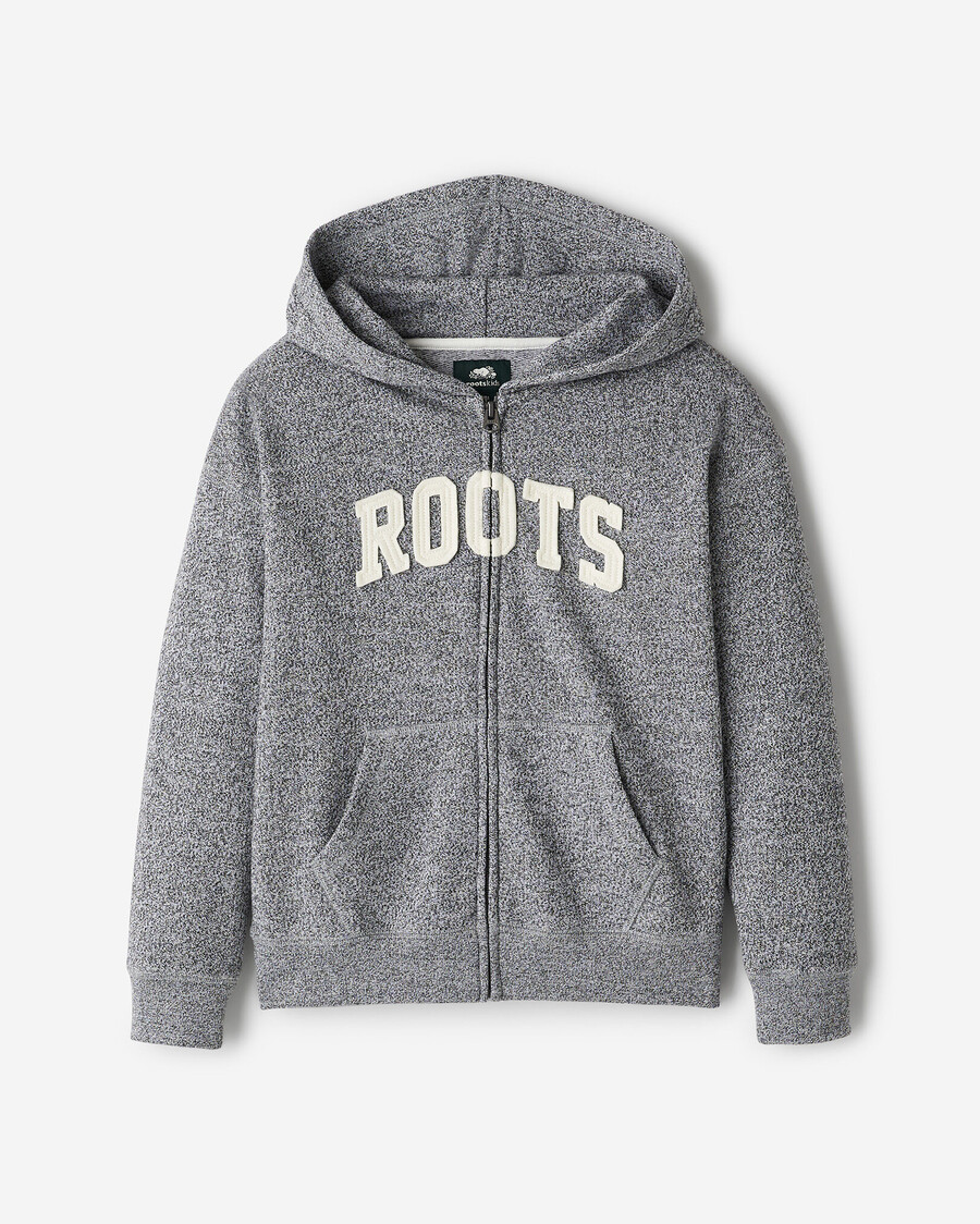 sudadera con capucha y cremallera completa con apliques roots para niños