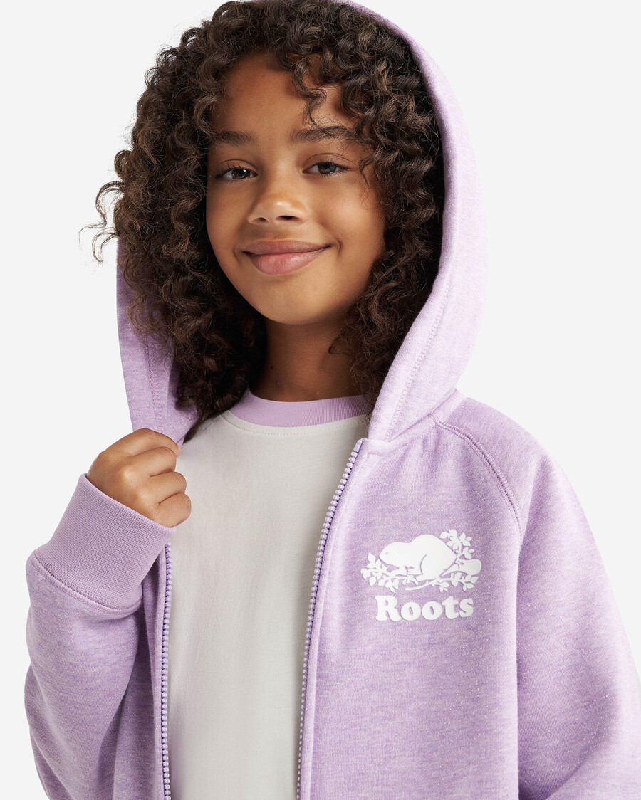 sudadera con capucha y cremallera completa con brillo original para niños