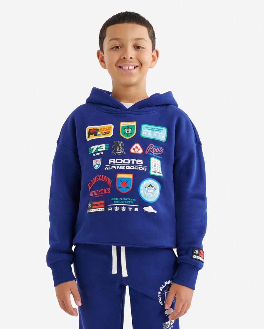 sudadera con capucha y parches de alpine goods para niños
