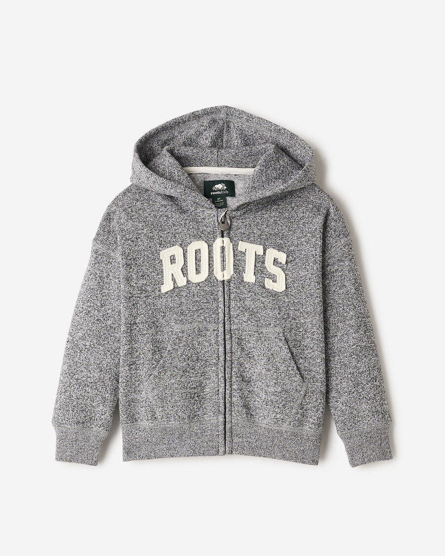 sudadera con capucha y cremallera completa con apliques roots para niños pequeños