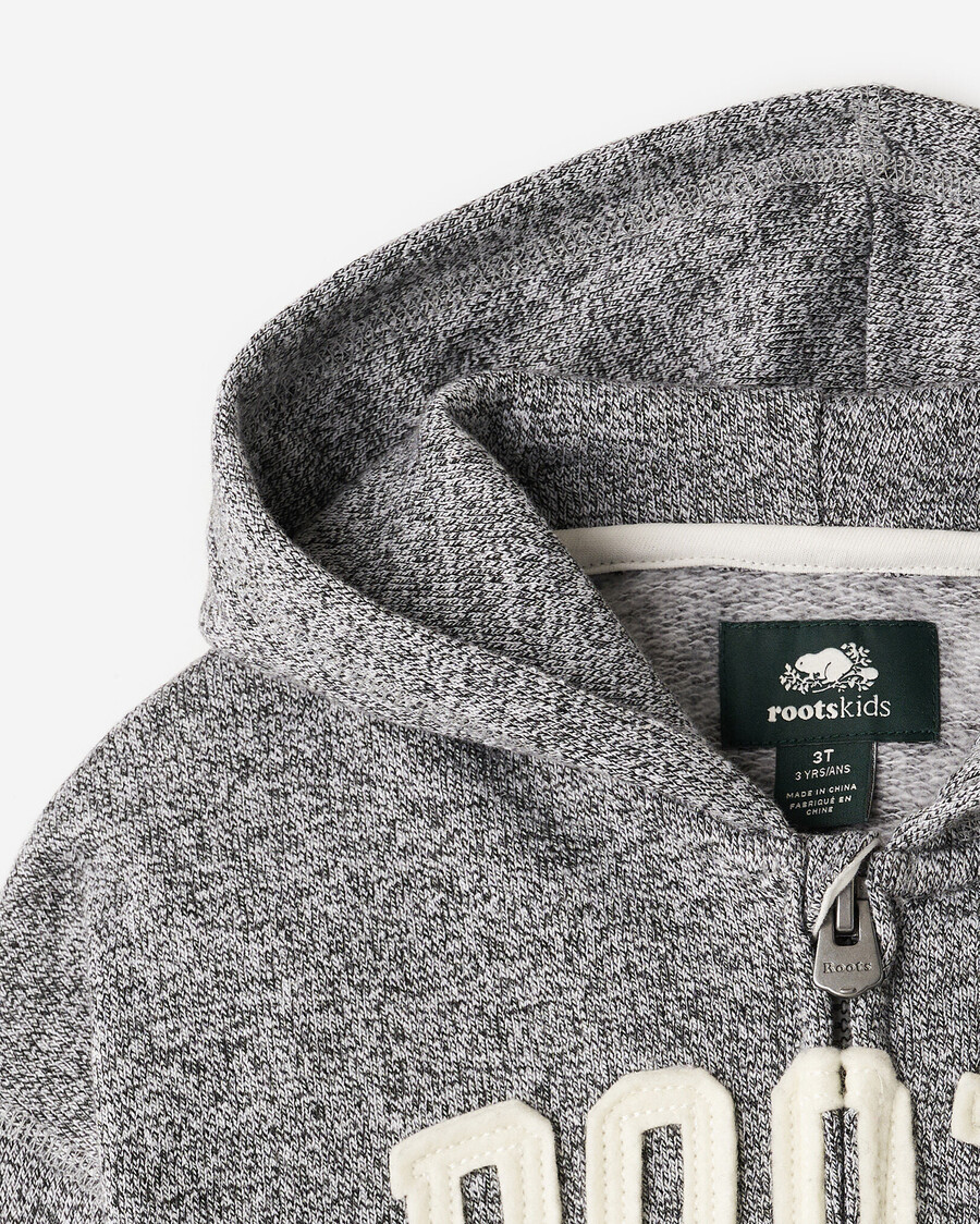 sudadera con capucha y cremallera completa con apliques roots para niños pequeños