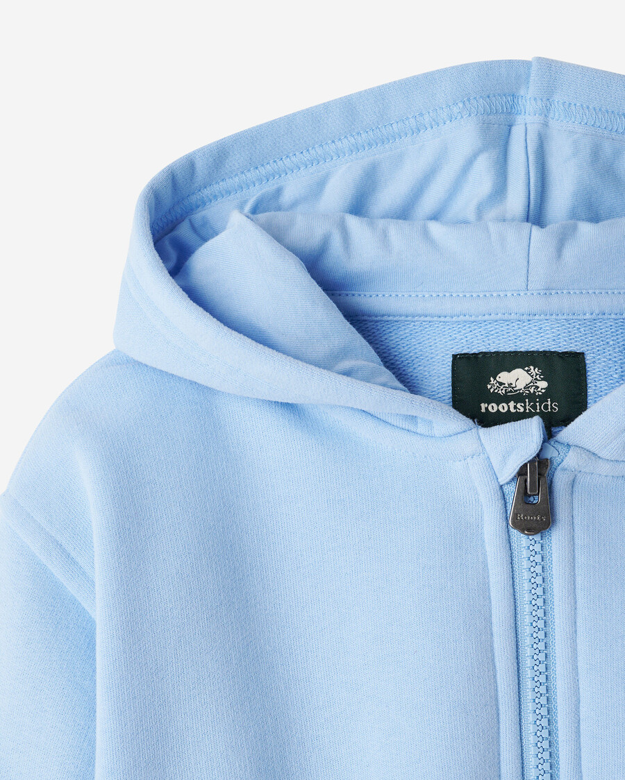 sudadera con capucha y cremallera completa con diseño de nubes de verano para niñas pequeñas