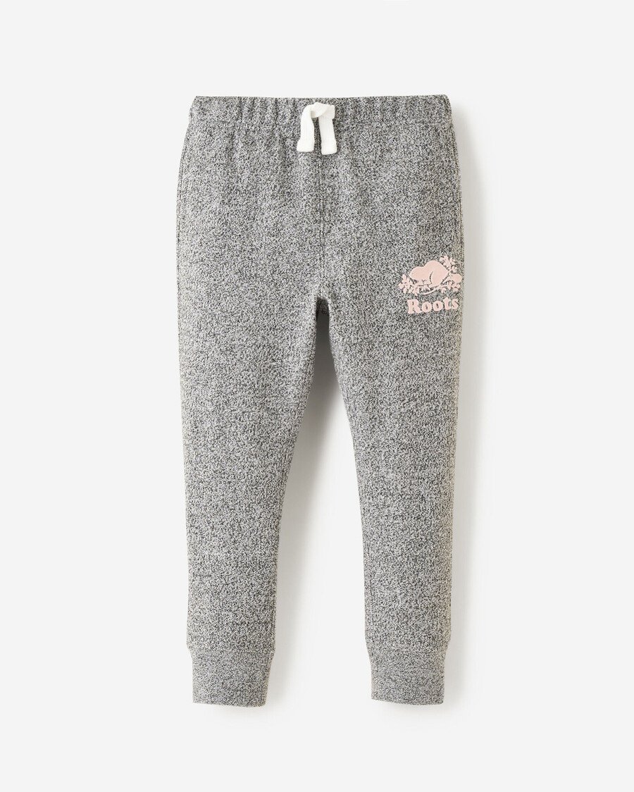 pantalón deportivo orgánico con puños ajustados para niñas pequeñas