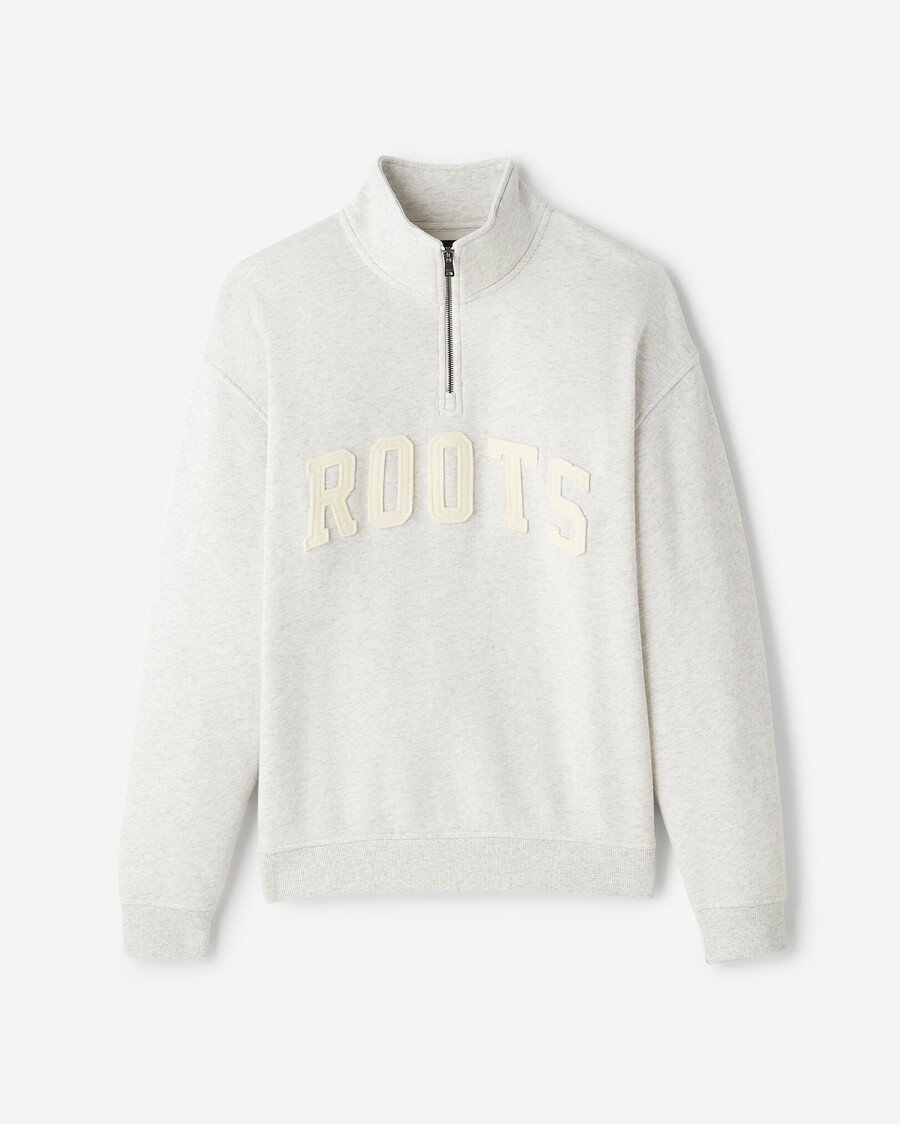 jarra de media cremallera con apliques roots