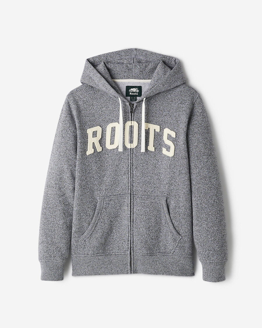 sudadera con capucha y cremallera completa con apliques roots