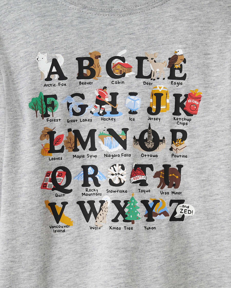 camiseta infantil abc de canadá