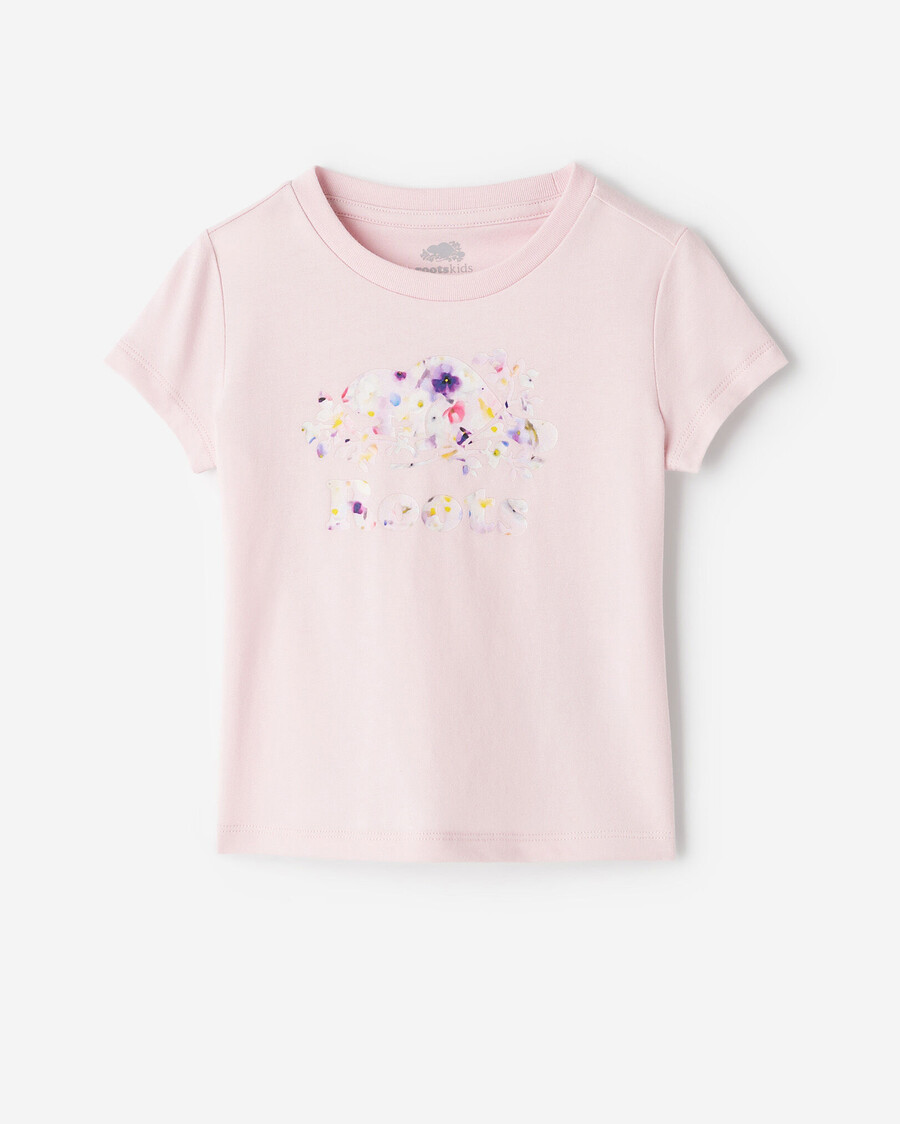 camiseta ajustada con estampado de pétalos para niños pequeños