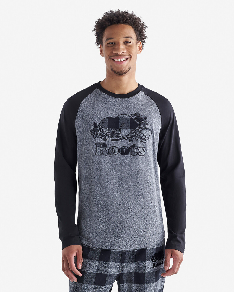 camiseta de manga larga raglán a cuadros cooper para hombre