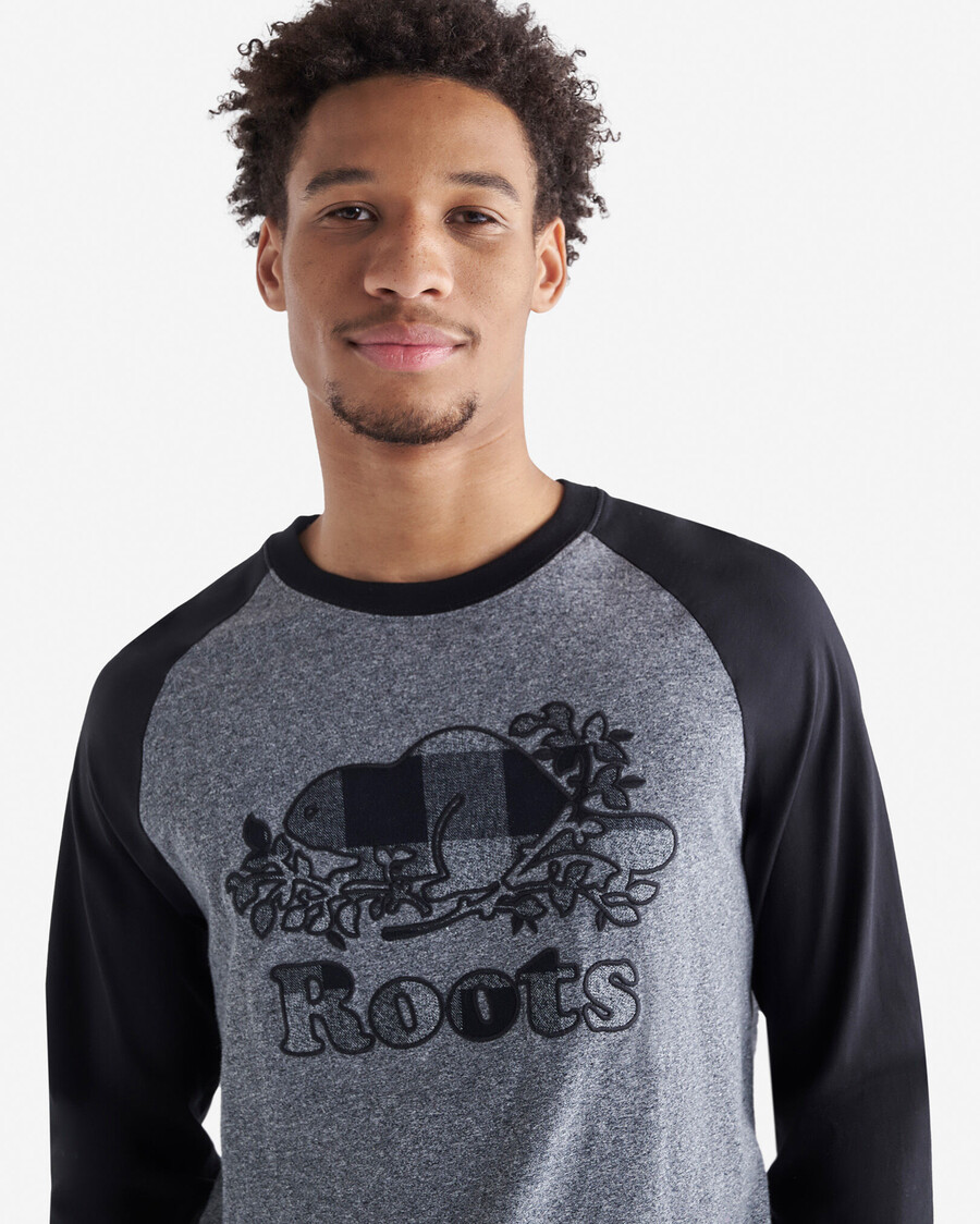 camiseta de manga larga raglán a cuadros cooper para hombre