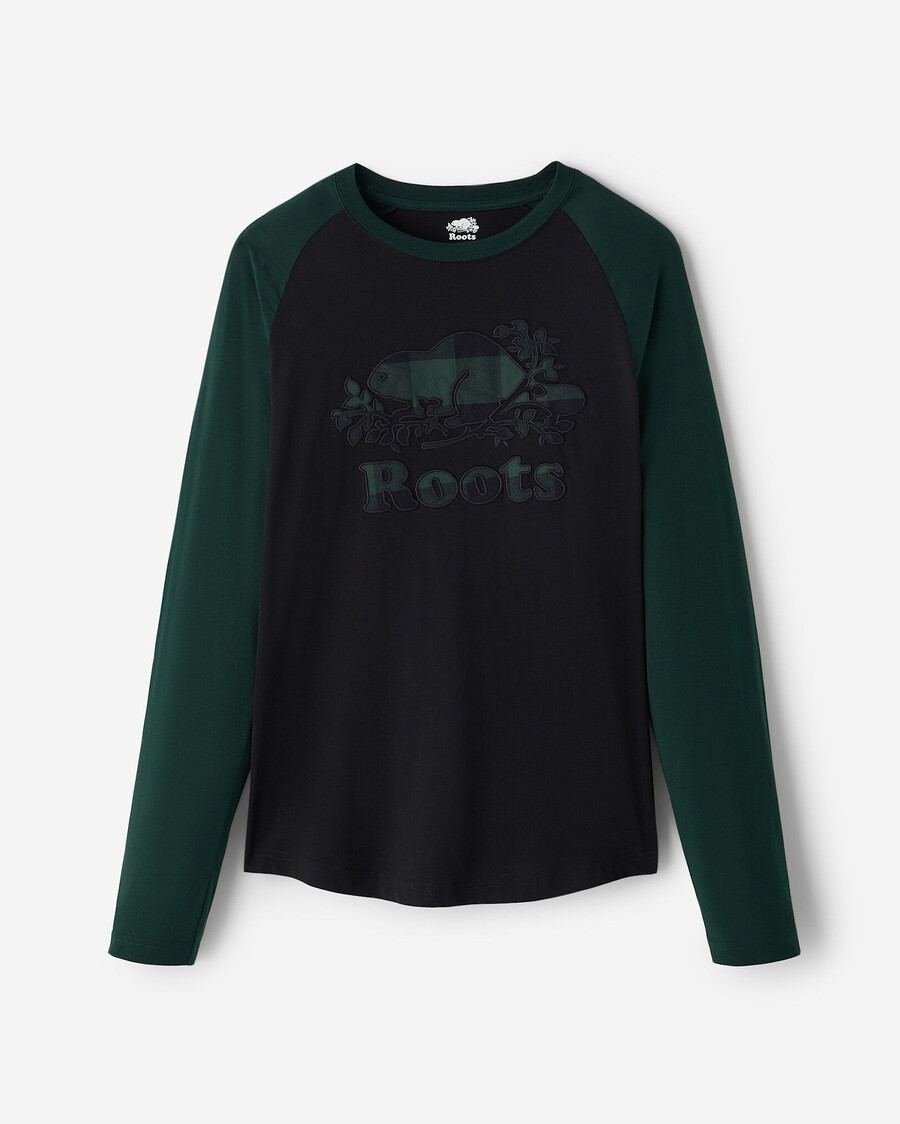 camiseta de manga larga raglán a cuadros cooper para hombre