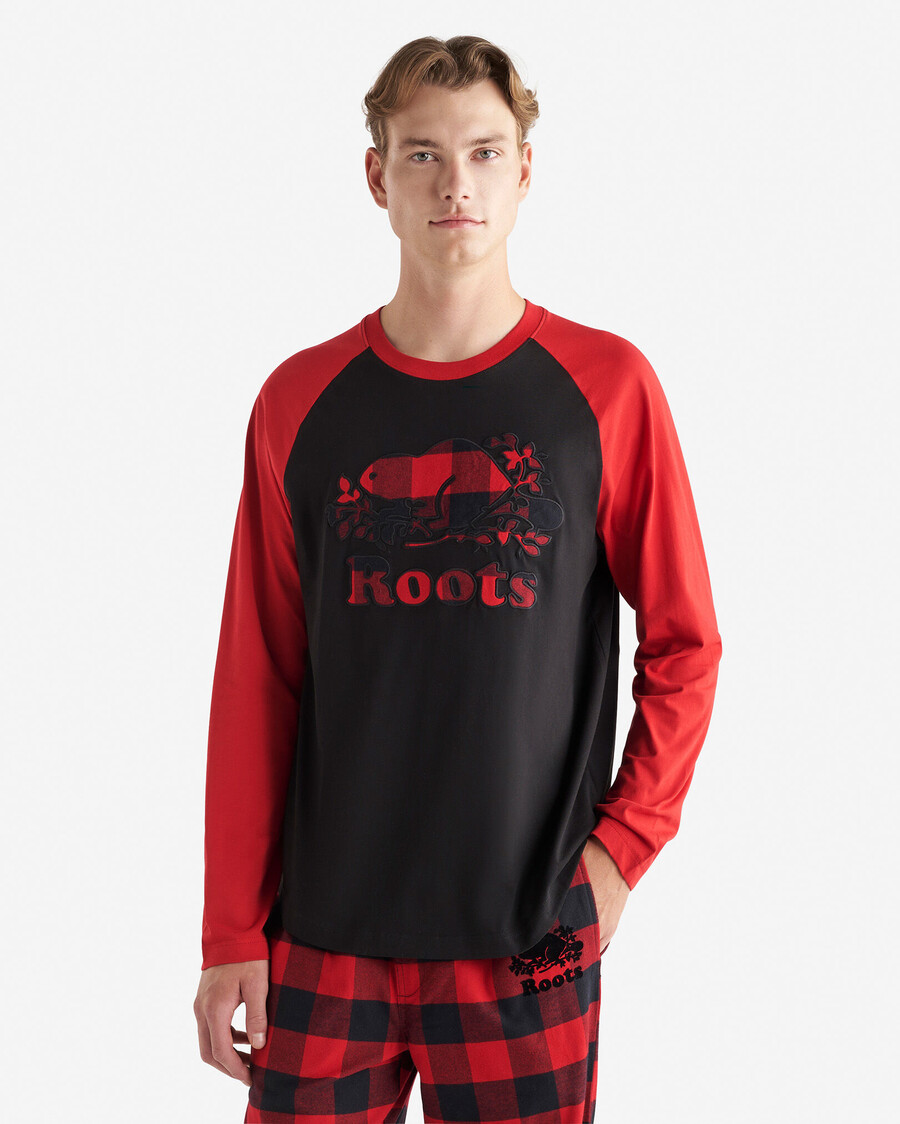 camiseta de manga larga raglán a cuadros cooper para hombre