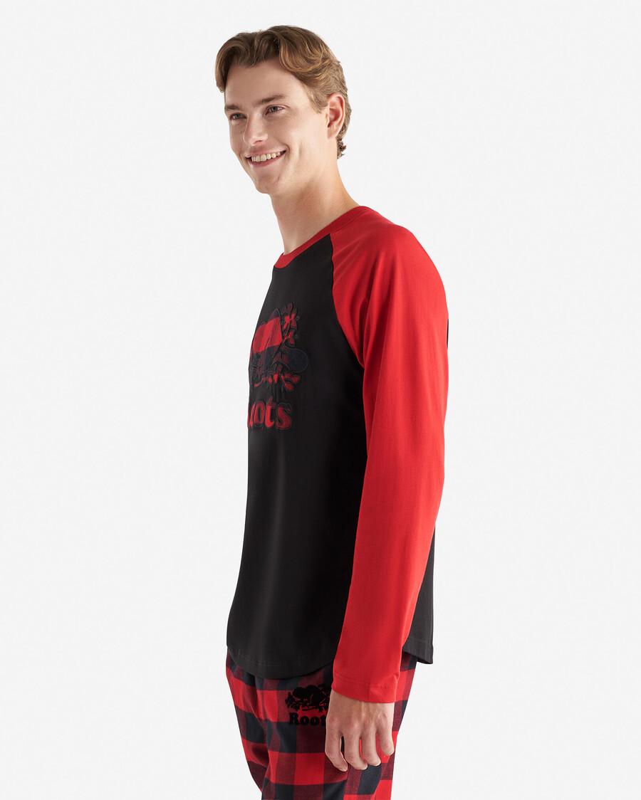 camiseta de manga larga raglán a cuadros cooper para hombre
