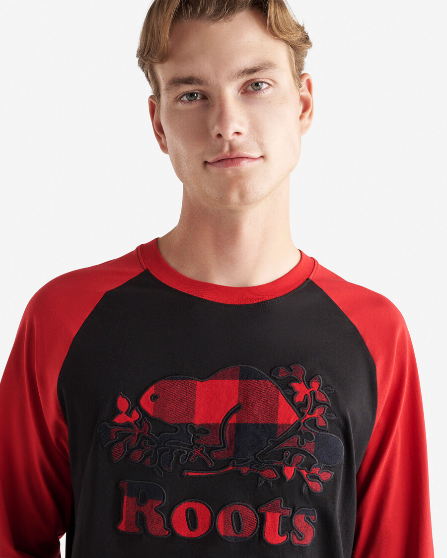 camiseta de manga larga raglán a cuadros cooper para hombre