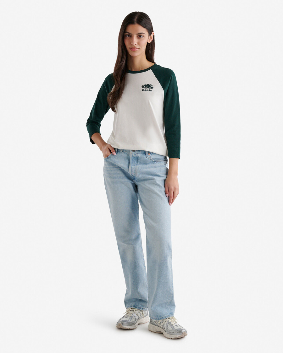 camiseta de béisbol orgánica cooper para mujer