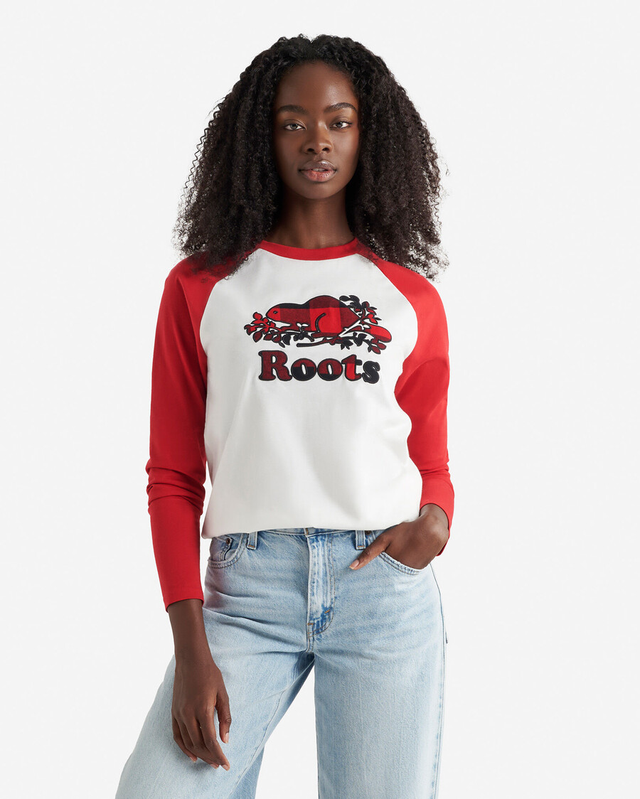 camiseta de manga larga a cuadros cooper para mujer