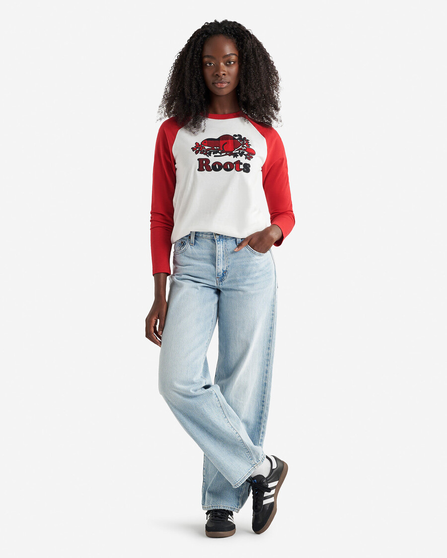 camiseta de manga larga a cuadros cooper para mujer