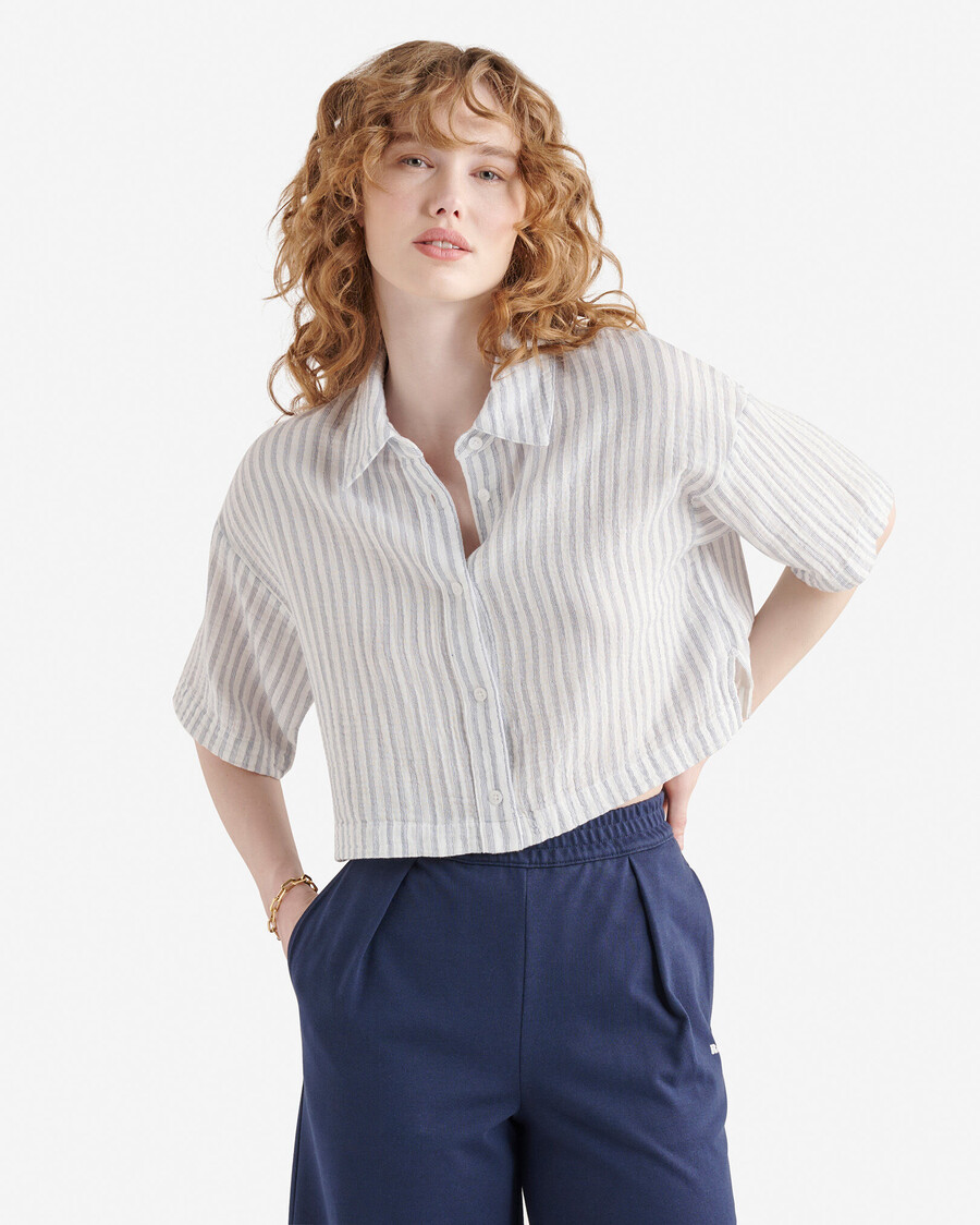 camisa de manga corta de gasa de algodón isla